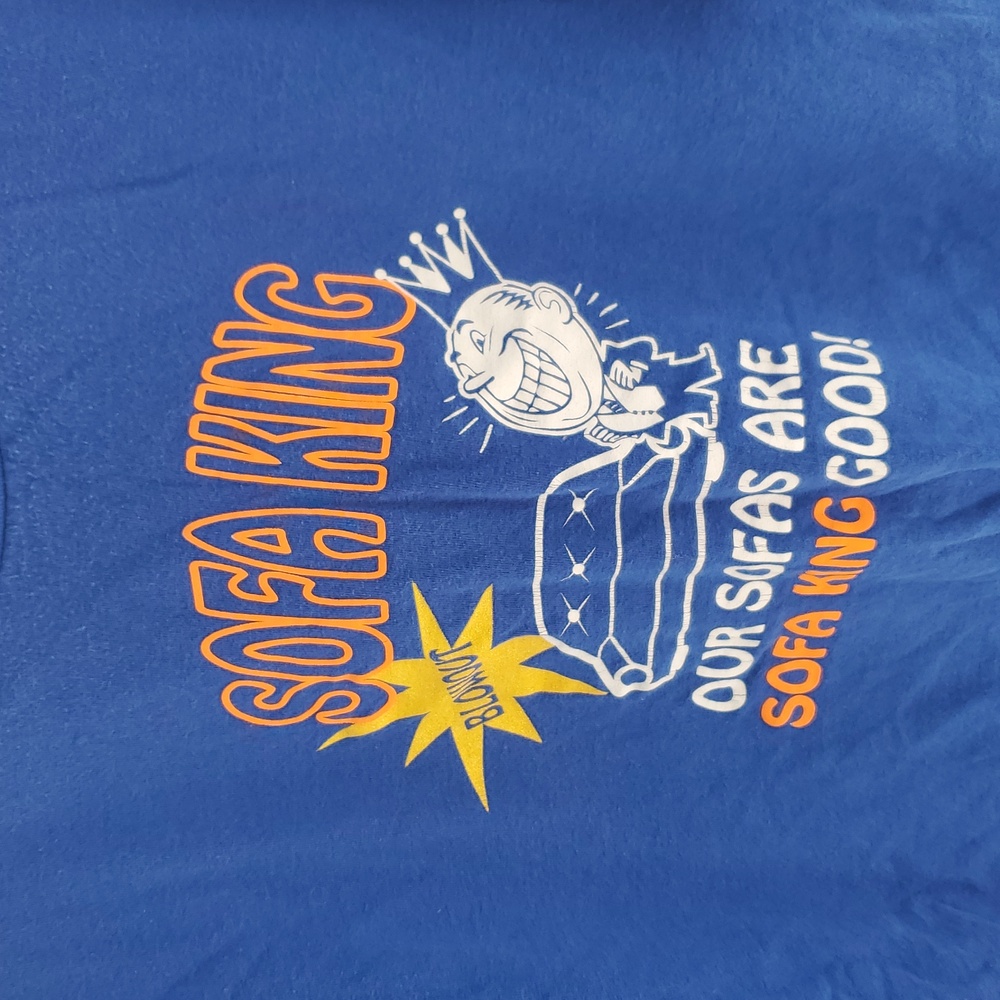 SOFA KING NOVELTY GRAPHIC T-SHIRT XL BLUE GUC - Picture 2 of 6